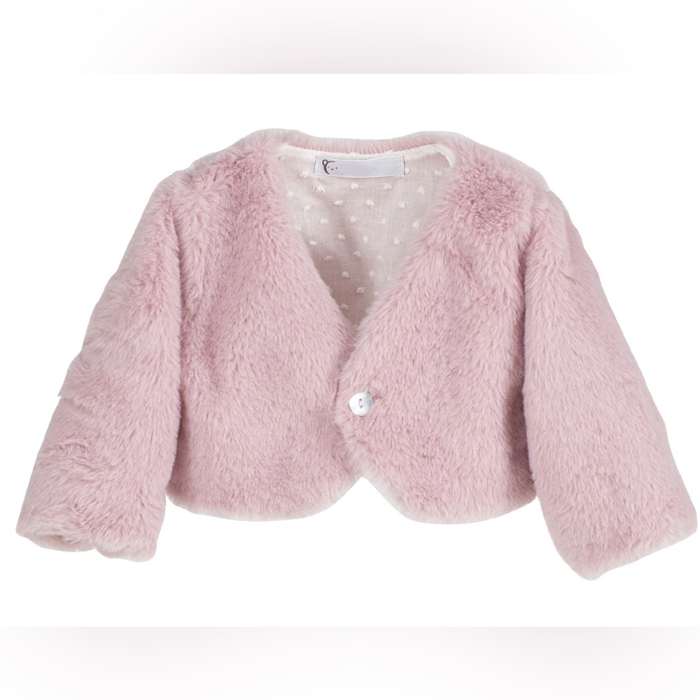 Pink faux fur baby girl jacket